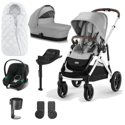 Bambinista-CYBEX-Travel-CYBEX Gazelle S Travel System (7 Piece) Comfort Bundle With Snogga and ATON B2 I-SIZE - Lava Grey (2023 New Generation)