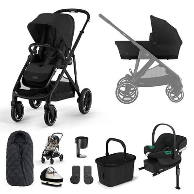 Bambinista-CYBEX-Travel-CYBEX Gazelle S Travel System (7 Piece) Comfort Bundle With Snogga and ATON B2 I-SIZE - Moon Black (2023 New Generation)