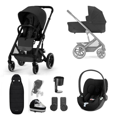 Bambinista-CYBEX-Travel-CYBEX Gazelle S Travel System (7 Piece) Luxury Bundle With Gold Footmuff and CLOUD T I-SIZE - Moon Black (2023 New Generation)