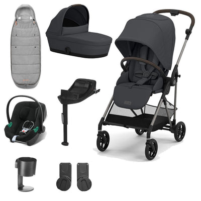 Bambinista-CYBEX-Travel-Cybex Melio Travel System (7 Piece) Comfort Bundle With Aton B2 I-SIZE - Monument Grey (2023 New Generation)