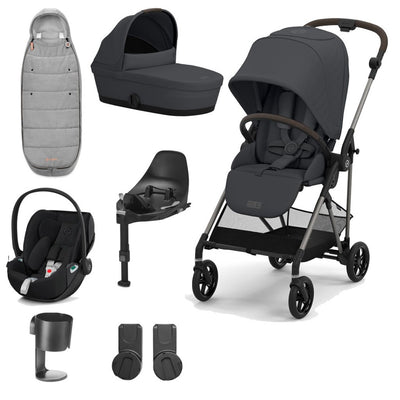 Bambinista-CYBEX-Travel-Cybex Melio Travel System (7 Piece) Luxury Bundle With CLOUD Z2 I-SIZE - Monument Grey (2023 New Generation)