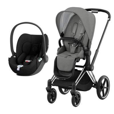 Bambinista-CYBEX-Travel-CYBEX Priam Conscious Collection Travel System with Cloud T and Base - Pearl Grey (New Generation 2023)