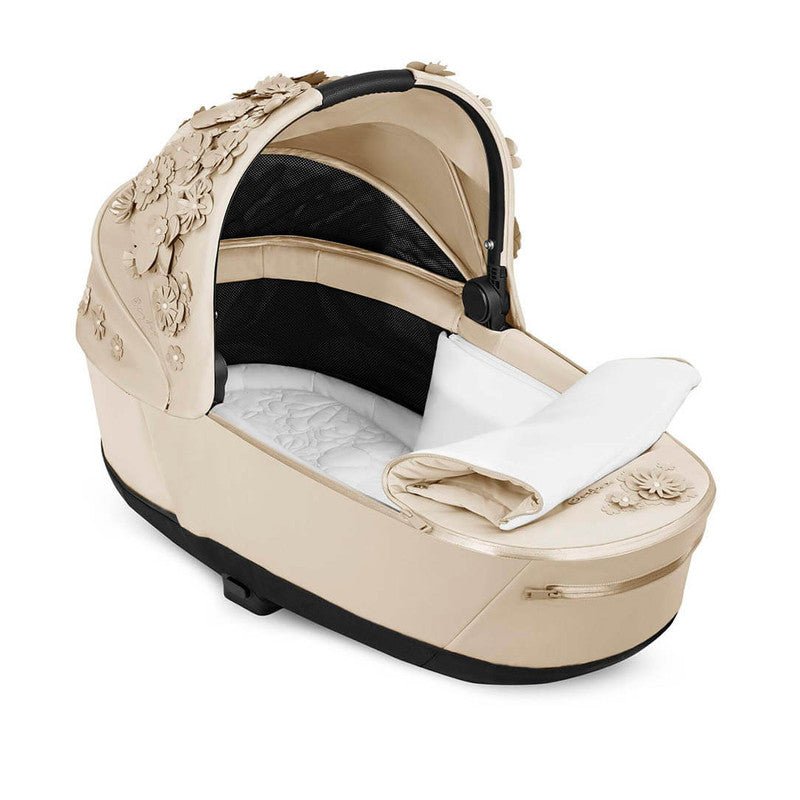 Bambinista-CYBEX-Travel-CYBEX Priam Special Edition SIMPLY FLOWERS BEIGE Lux Carrycot - Nude Beige