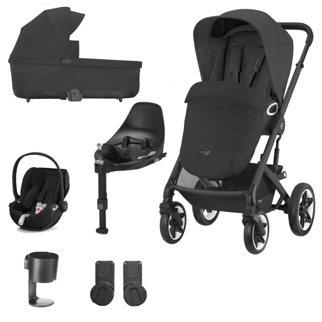 Bambinista-CYBEX-Travel-CYBEX Talos (7 Piece) Luxury Travel System with CLOUD T I-SIZE and Base T - Moon Black