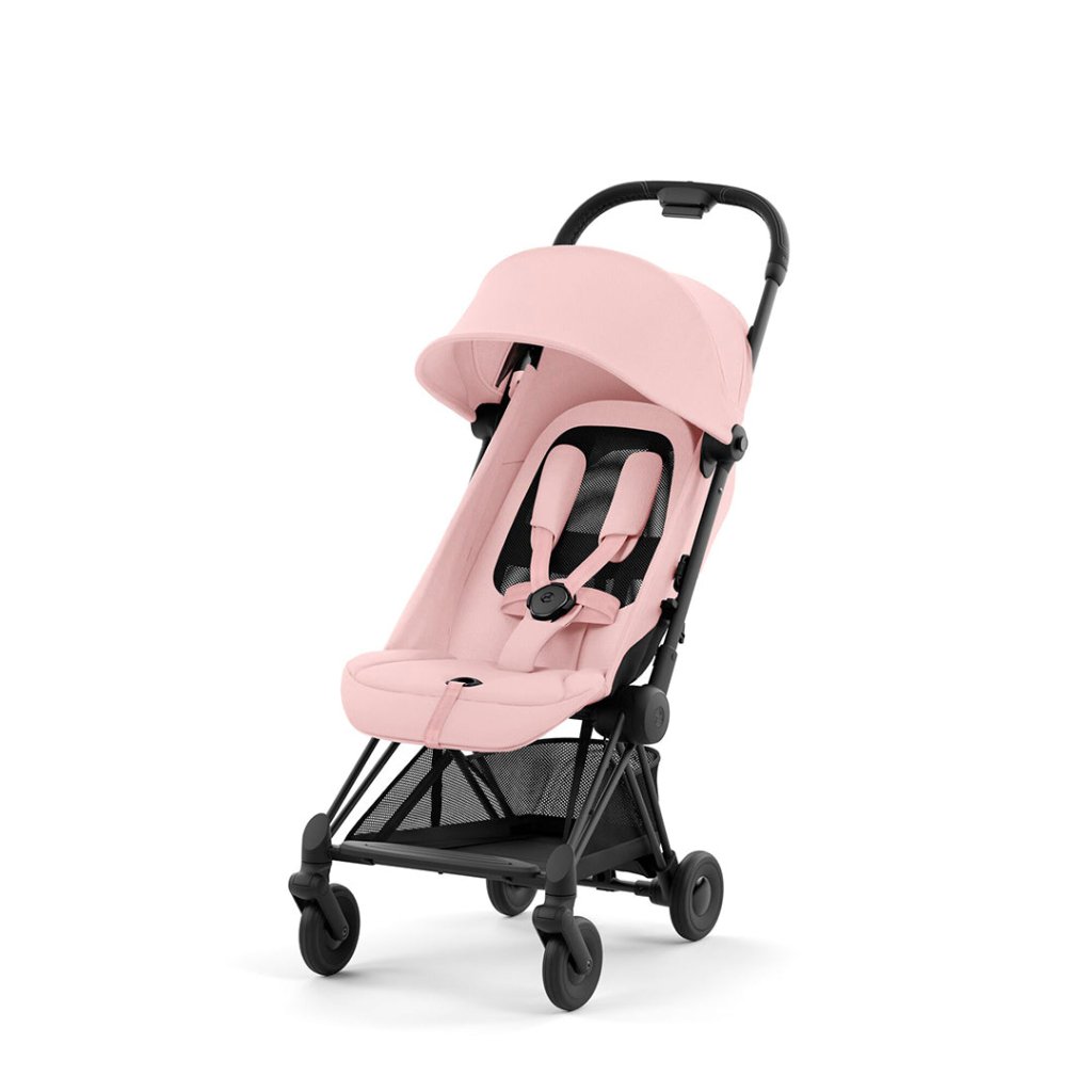 Bambinista-CYBEX-Travel-NEW CYBEX COYA Ultra-compact Pushchair with Matt Black Frame - Peach Pink