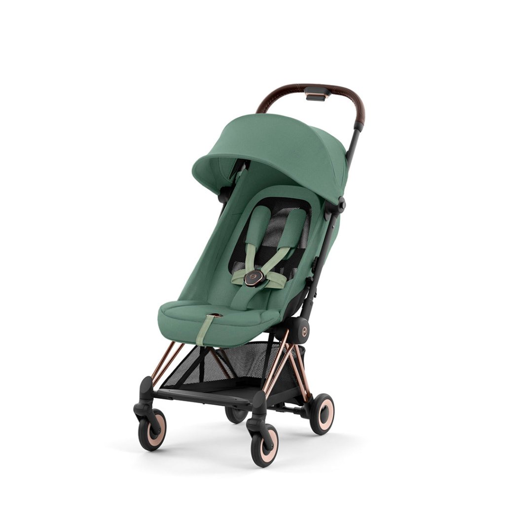 Bambinista-CYBEX-Travel-NEW CYBEX COYA Ultra-compact Pushchair with Rosegold Frame - Leaf Green
