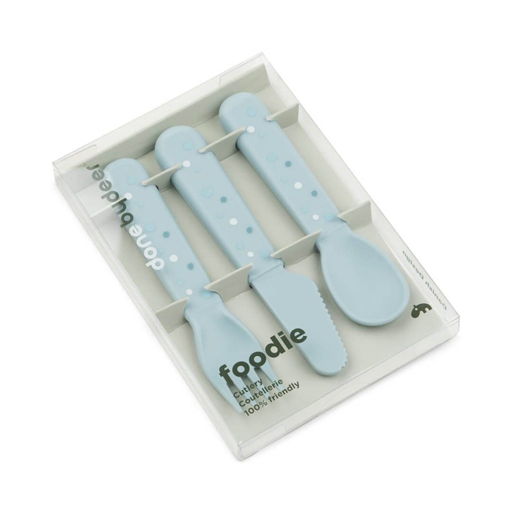 Bambinista-DONE BY DEER-Tableware-DONE BY DEER Foodie Cutlery Set Happy Dots - Blue