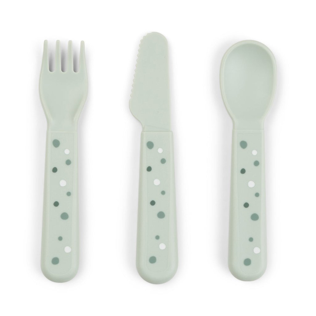 Bambinista-DONE BY DEER-Tableware-DONE BY DEER Foodie Cutlery Set Happy Dots - Green