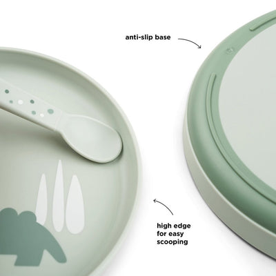 Bambinista-DONE BY DEER-Tableware-DONE BY DEER Foodie Plate Croco Green