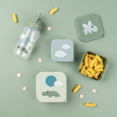 Bambinista-DONE BY DEER-Tableware-DONE BY DEER Snack Box Set 3 Pcs Happy Clouds Green