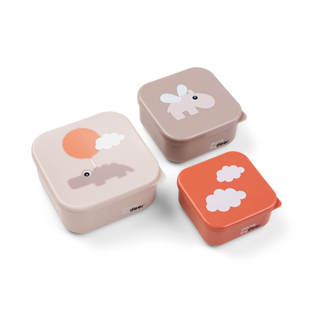 Bambinista-DONE BY DEER-Tableware-DONE BY DEER Snack Box Set 3 Pcs Happy Clouds Powder