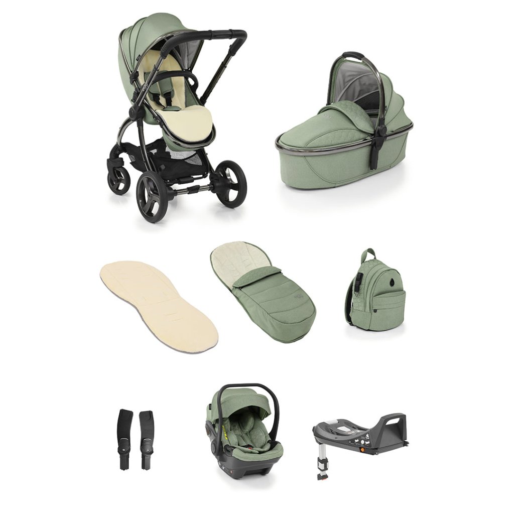 Bambinista-EGG-Travel-Egg 2 Luxury Bundle with Egg Shell Car Seat - SeaGrass