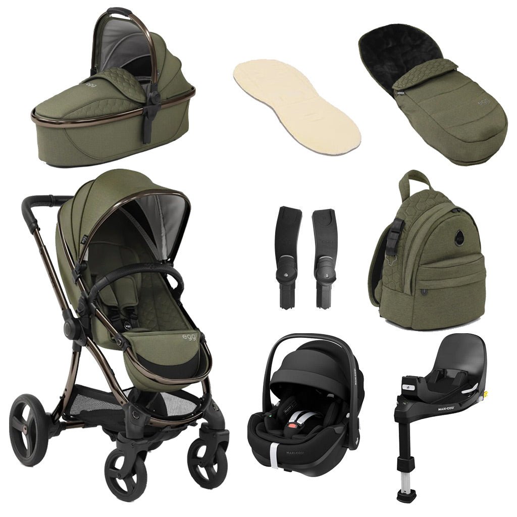 Bambinista-EGG-Travel-EGG 2 Luxury Travel System With Maxi Cosi Pebble 360 Pro Car Seat & Familyfix 360 Pro Base - Hunter Green