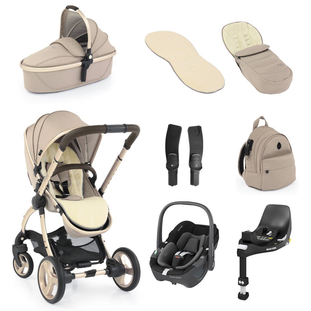 Bambinista-EGG-Travel-Egg 2 Luxury Travel System with Maxi-Cosi Pebble 360 Seat & FamilyFix 360 Base - Feather