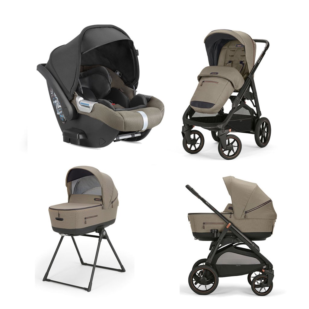 Bambinista-INGLESINA-Travel-INGLESINA Aptica XT 5 Piece Travel Systems with Car Seat and 360 Rotating Isofix Base - Tuareg Beige