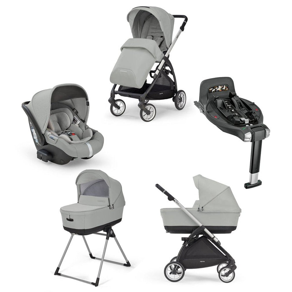 Bambinista-INGLESINA-Travel-INGLESINA Electa 5 Piece Travel Systems With 360 Rotating Isofix Base - Greenwich Silver