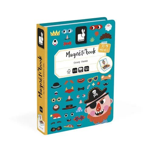 Bambinista-Janod-Toys-Janod Crazy Faces Magneti'book - 52 Magnets (Blue)