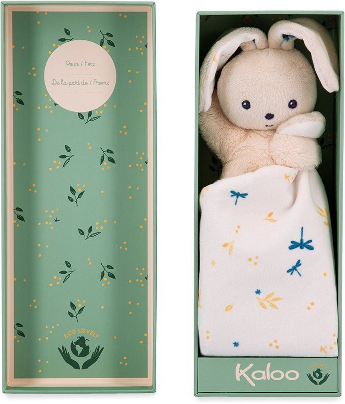 Bambinista-KALOO-Toys-Kaloo Rabbit Comfort Blanket (white with blue)
