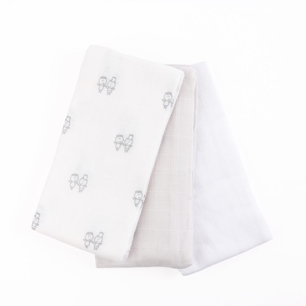 Bambinista-KIKI & SEBBY-Home-KIKI & SEBBY Bamboo & Cotton Swaddle Blanket (120 x 120 cm) - K&S + Grey