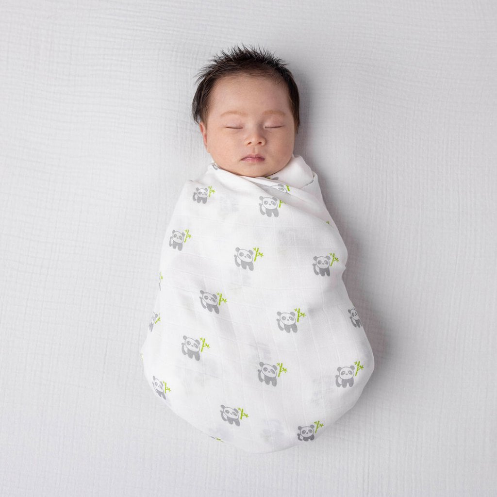 Bambinista-KIKI & SEBBY-Home-KIKI & SEBBY Bamboo & Cotton Swaddle Blanket (120 x 120 cm) - Panda + Green