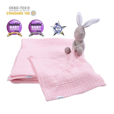 Bambinista-KIKI & SEBBY-Home-KIKI & SEBBY Bunny Comforter with Pink Muslin