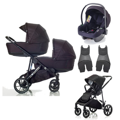 Bambinista-MEE-GO-Travel-MEE-GO Uno Plus Twin Stroller with 2 Cosmo i-Size Car Seats Stroller - Black/Chrome