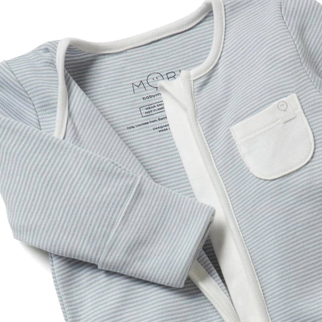 Bambinista-MORI-Pyjamas-MORI Clever Zip Sleepsuit - Blue Stripe