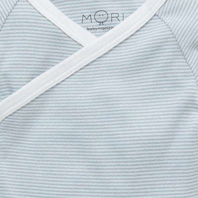 Bambinista-MORI-Pyjamas-MORI Long Sleeve Kimono Bodysuit - Blue Stripe