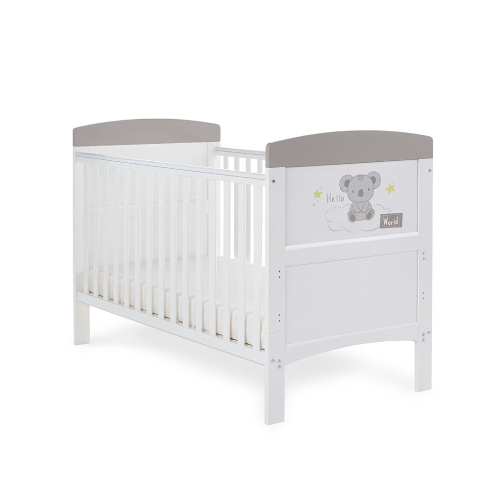 Bambinista-OBABY-Home-OBABY Grace Inspire Cot Bed Hello World Koala - Grey