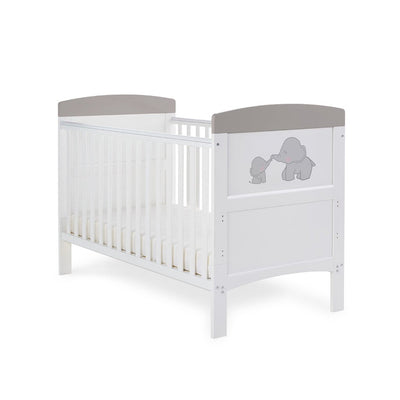 Bambinista-OBABY-Home-OBABY Grace Inspire Cot Bed Me & Mini Me Elephants - Grey