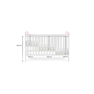 Bambinista-Obaby-Home-OBABY Grace Inspire Cot Bed Water Colour Rabbit - Pink