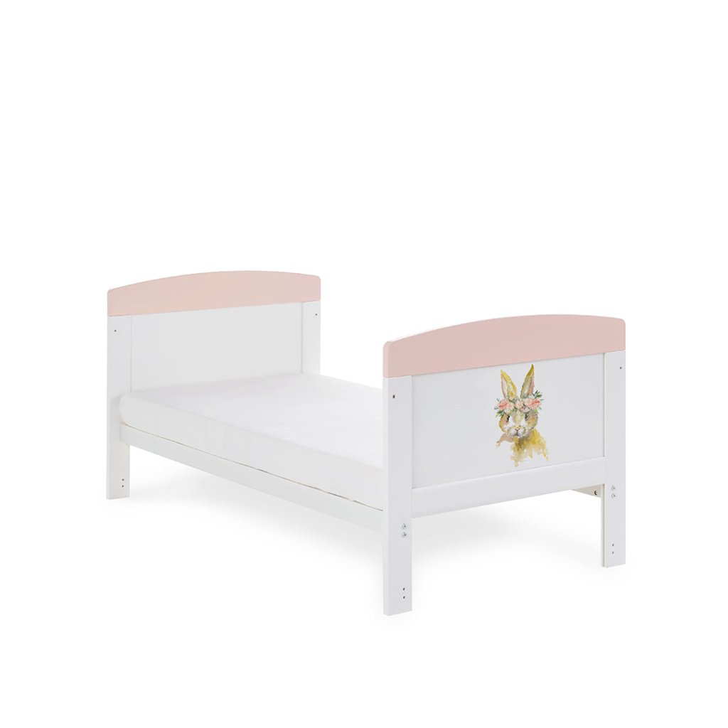 Bambinista-Obaby-Home-OBABY Grace Inspire Cot Bed Water Colour Rabbit - Pink