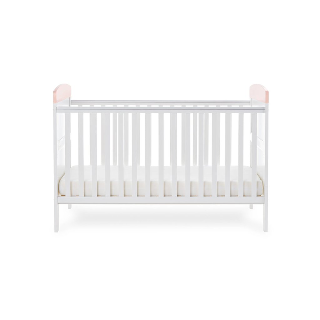 Bambinista-Obaby-Home-OBABY Grace Inspire Cot Bed Water Colour Rabbit - Pink