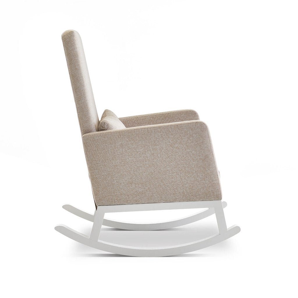Bambinista-OBABY-Home-OBABY High Back Rocking Chair - White with Oatmeal Cushions