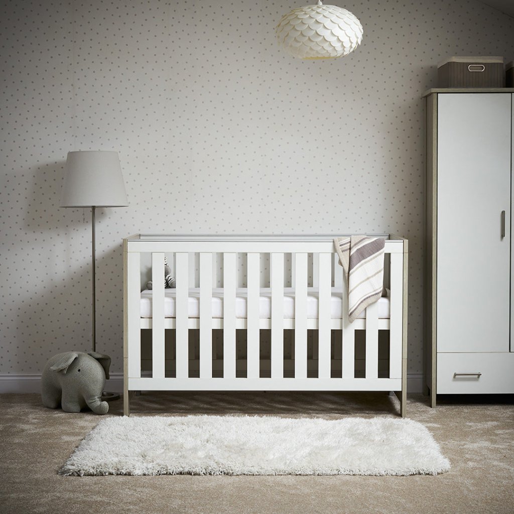 Bambinista-OBABY-Home-OBABY Nika Cot Bed - Grey Wash & White