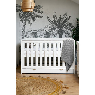 Bambinista-OBABY-Home-OBABY Nika Cot Bed & Under Drawer - White Wash