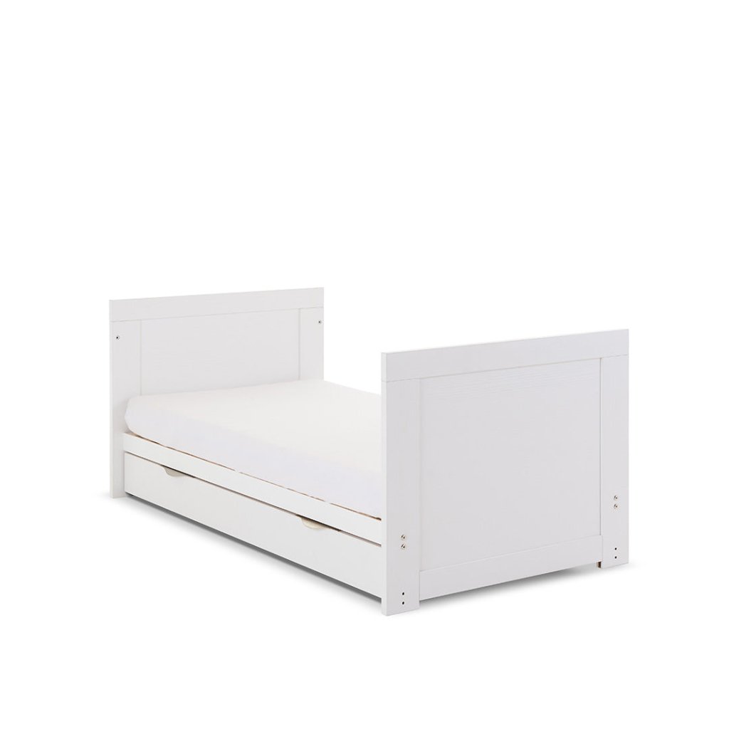 Bambinista-OBABY-Home-OBABY Nika Cot Bed & Under Drawer - White Wash