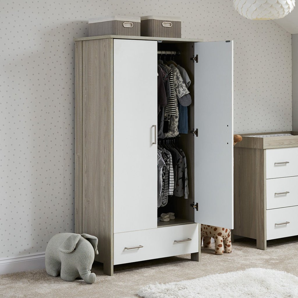 Bambinista-OBABY-Home-OBABY Nika Double Wardrobe - Grey Wash & White