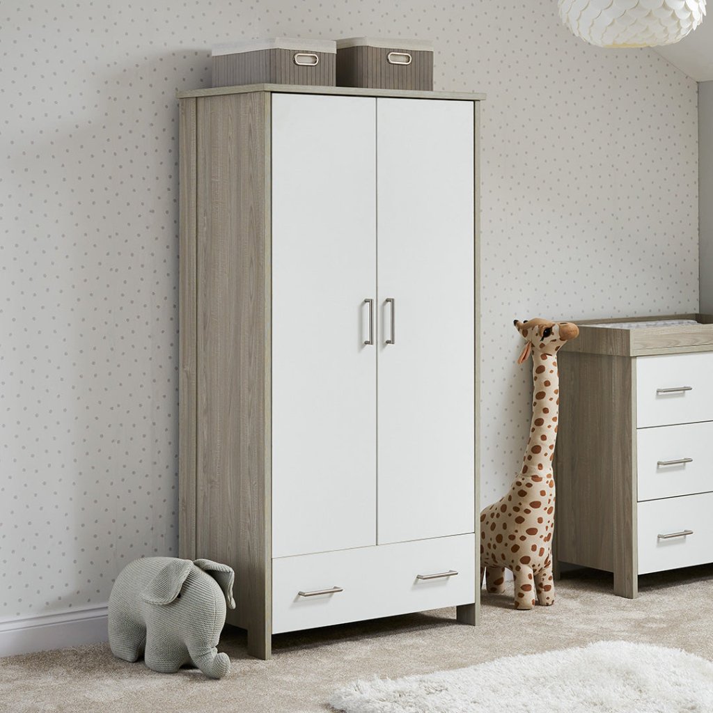 Bambinista-OBABY-Home-OBABY Nika Double Wardrobe - Grey Wash & White