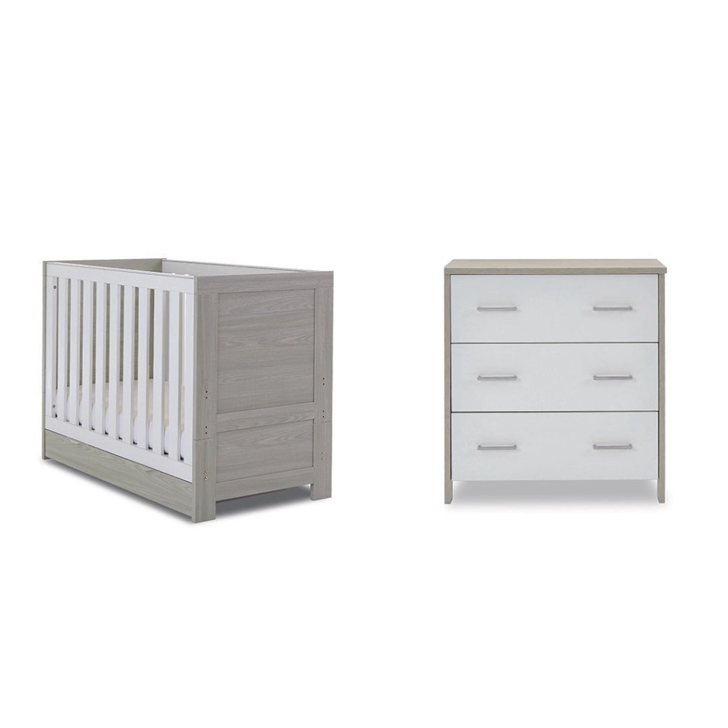 Bambinista-OBABY-Home-OBABY Nika Mini 2 Piece Room Set & Underdrawer - Grey Wash & White