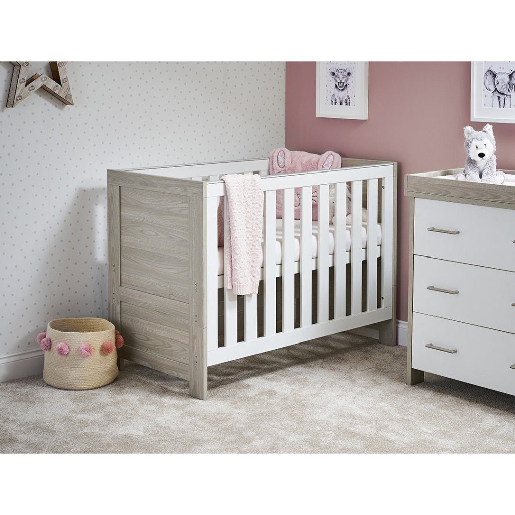 Bambinista-OBABY-Home-OBABY Nika Mini Cot Bed - Grey Wash & White