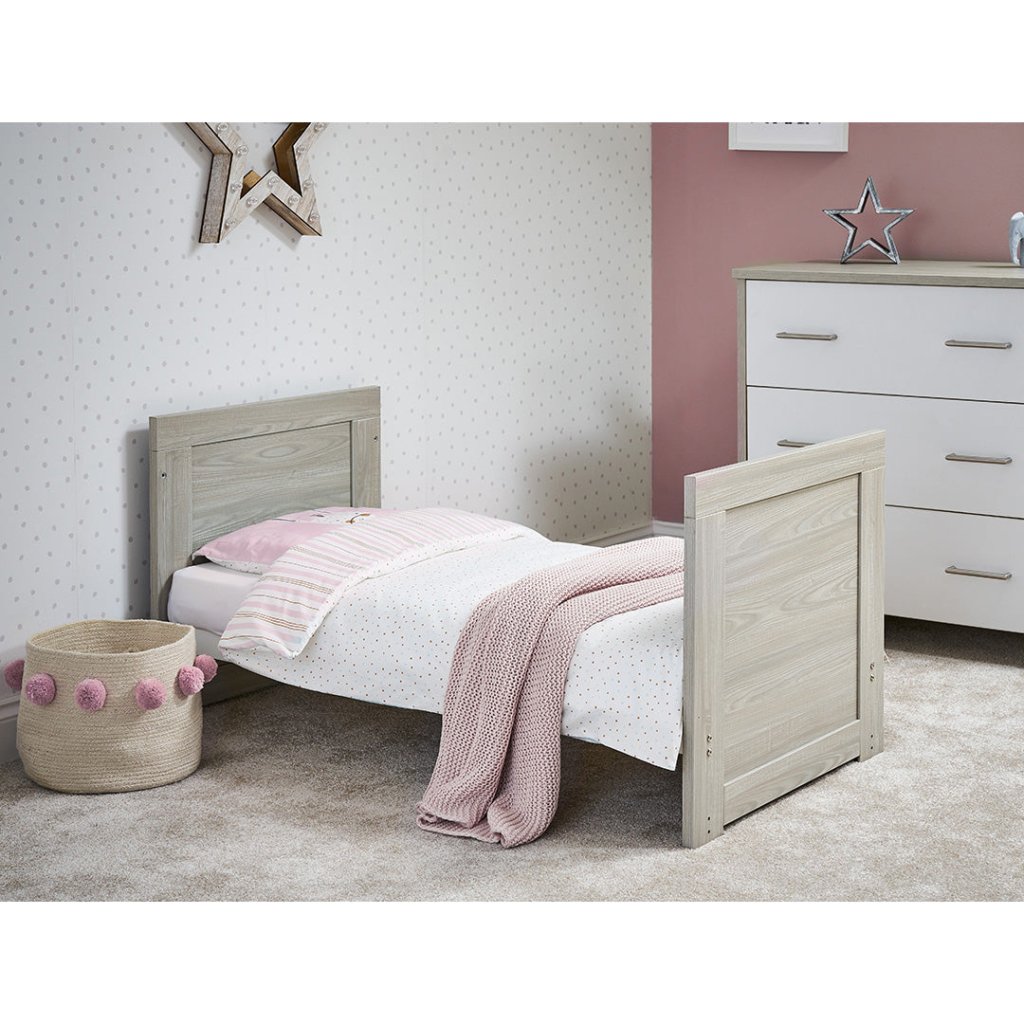 Bambinista-OBABY-Home-OBABY Nika Mini Cot Bed & Underdrawer - Grey Wash & White