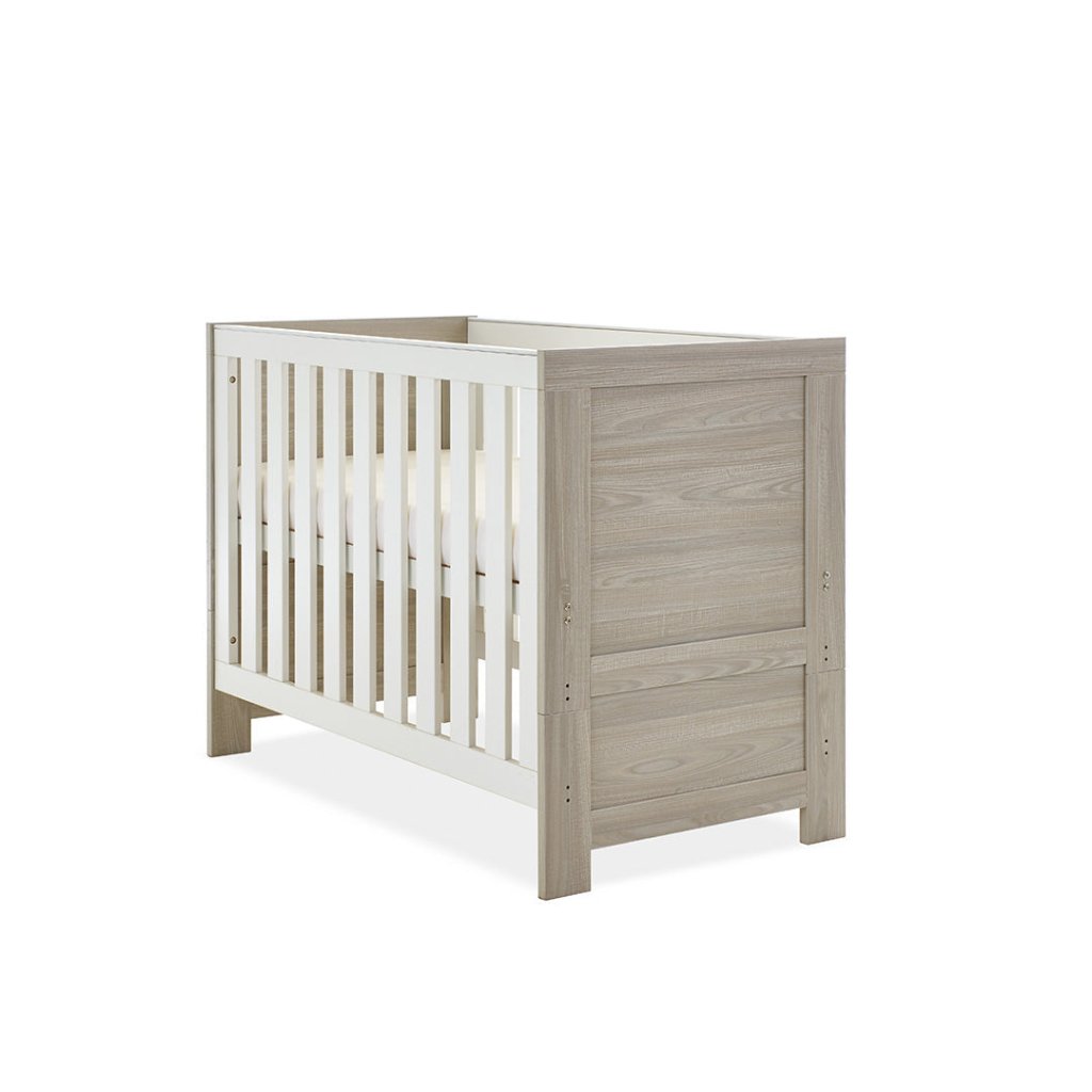 Bambinista-OBABY-Home-OBABY Nika Mini Cot Bed & Underdrawer - Grey Wash & White