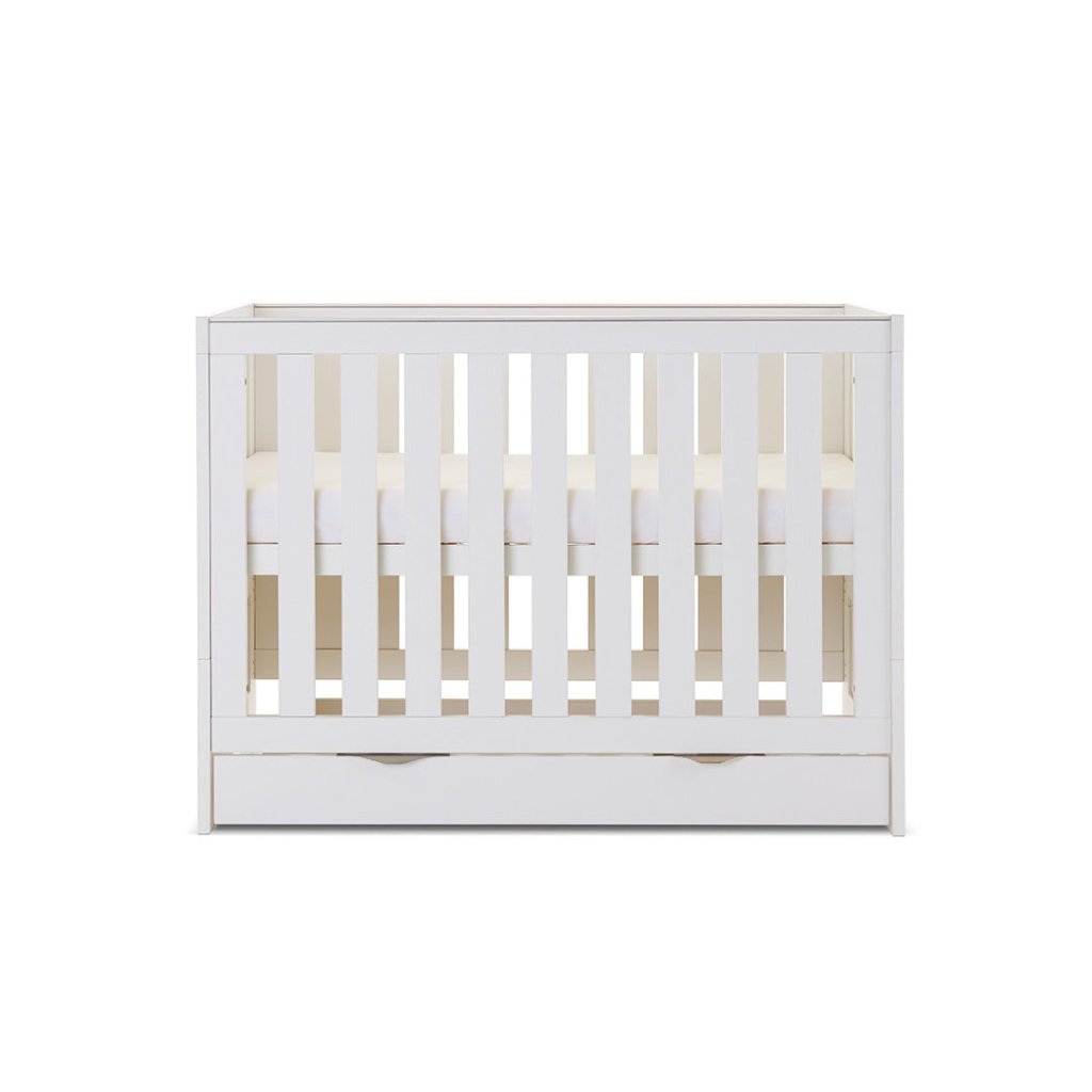 Bambinista-OBABY-Home-OBABY Nika Mini Cot Bed & Underdrawer - White Wash