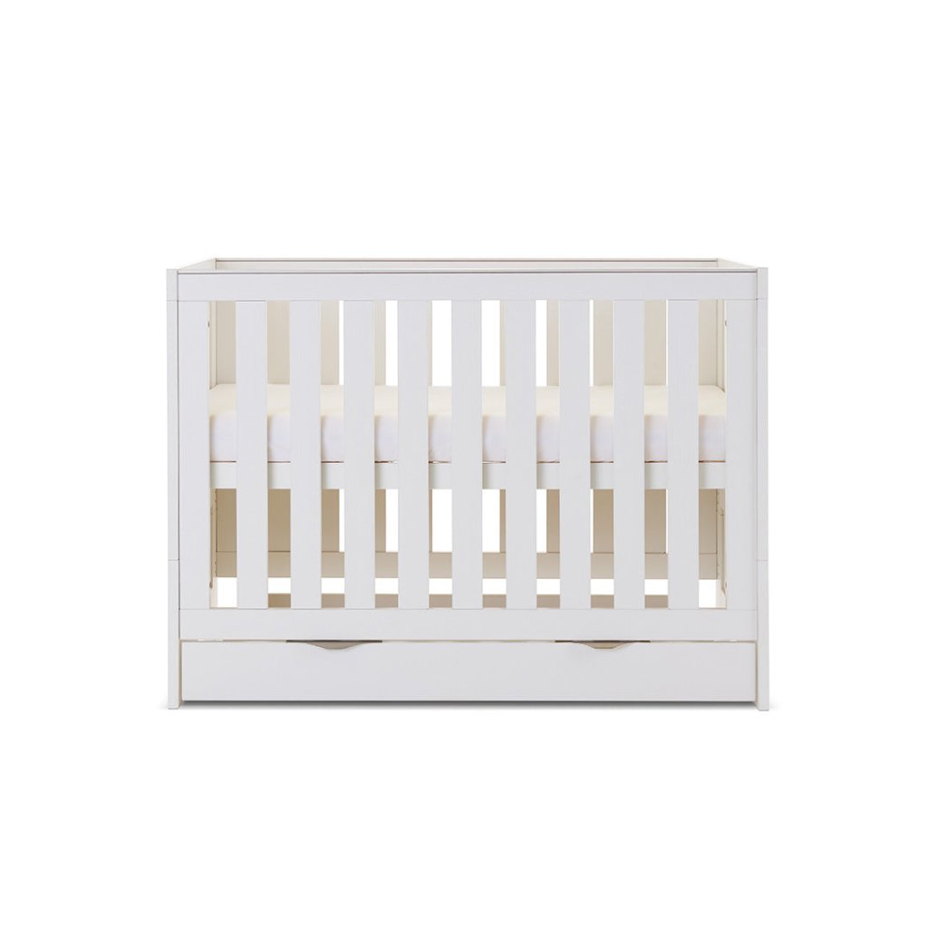 Bambinista-OBABY-Home-OBABY Nika Mini Cot Bed & Underdrawer - White Wash