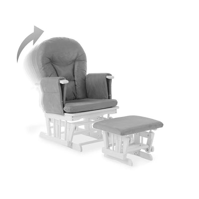 Bambinista-OBABY-Home-OBABY Reclining Glider Chair and Stool - White with Grey Cushion