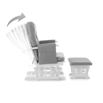 Bambinista-OBABY-Home-OBABY Reclining Glider Chair and Stool - White with Grey Cushion