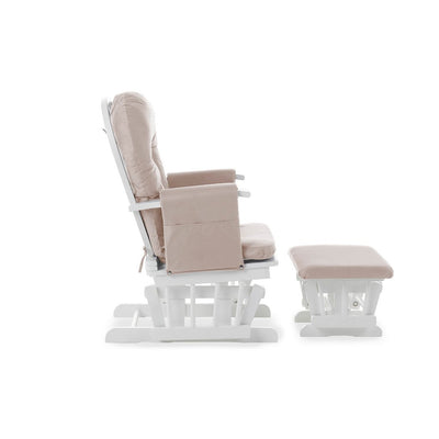 Bambinista-OBABY-Home-OBABY Reclining Glider Chair and Stool - White with Sand Cushion