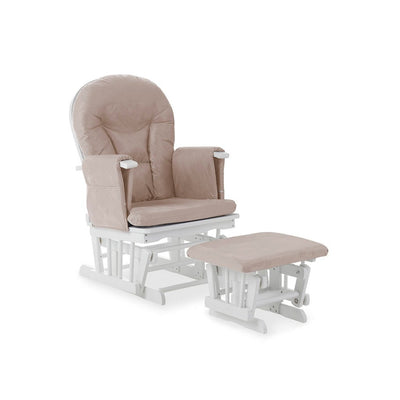 Bambinista-OBABY-Home-OBABY Reclining Glider Chair and Stool - White with Sand Cushion