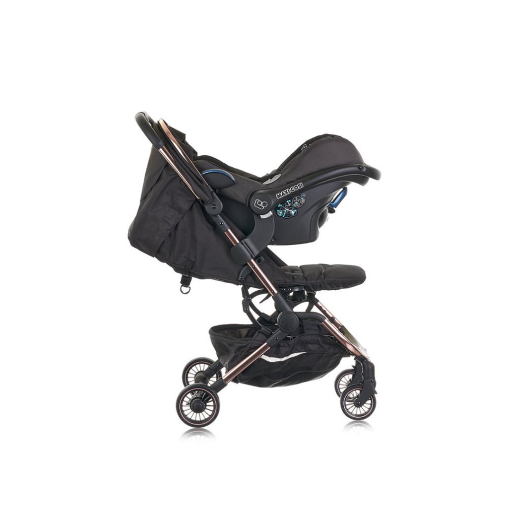 Bambinista-OBABY-Travel-OBABY Roo Compact Travel Stroller - Black & Rose Gold